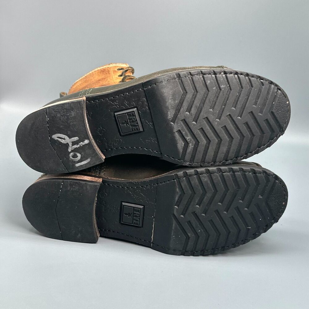 Frye Veronica Women's 6.5 Brown Leather Shearling Duck Boots Lace-Up Mid-Calf - Picture 10 of 12